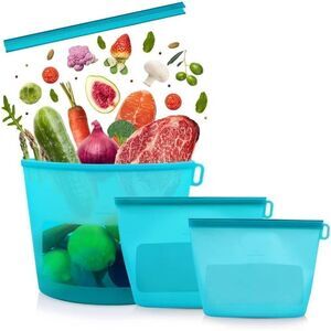 DeliOne Silicone Bags for Food Storage,Reusable Silicone Containers,Stand up Big